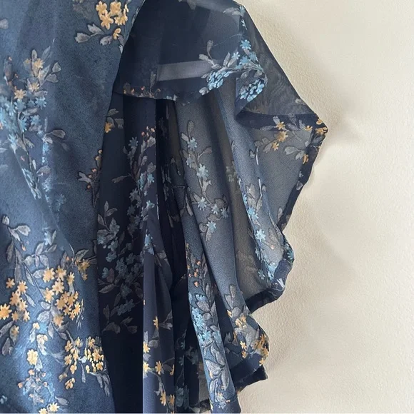 Neesees Dresses The Karlee Orange Creek Modest Maxi Chiffon Navy Floral Dress S - Picture 6 of 12